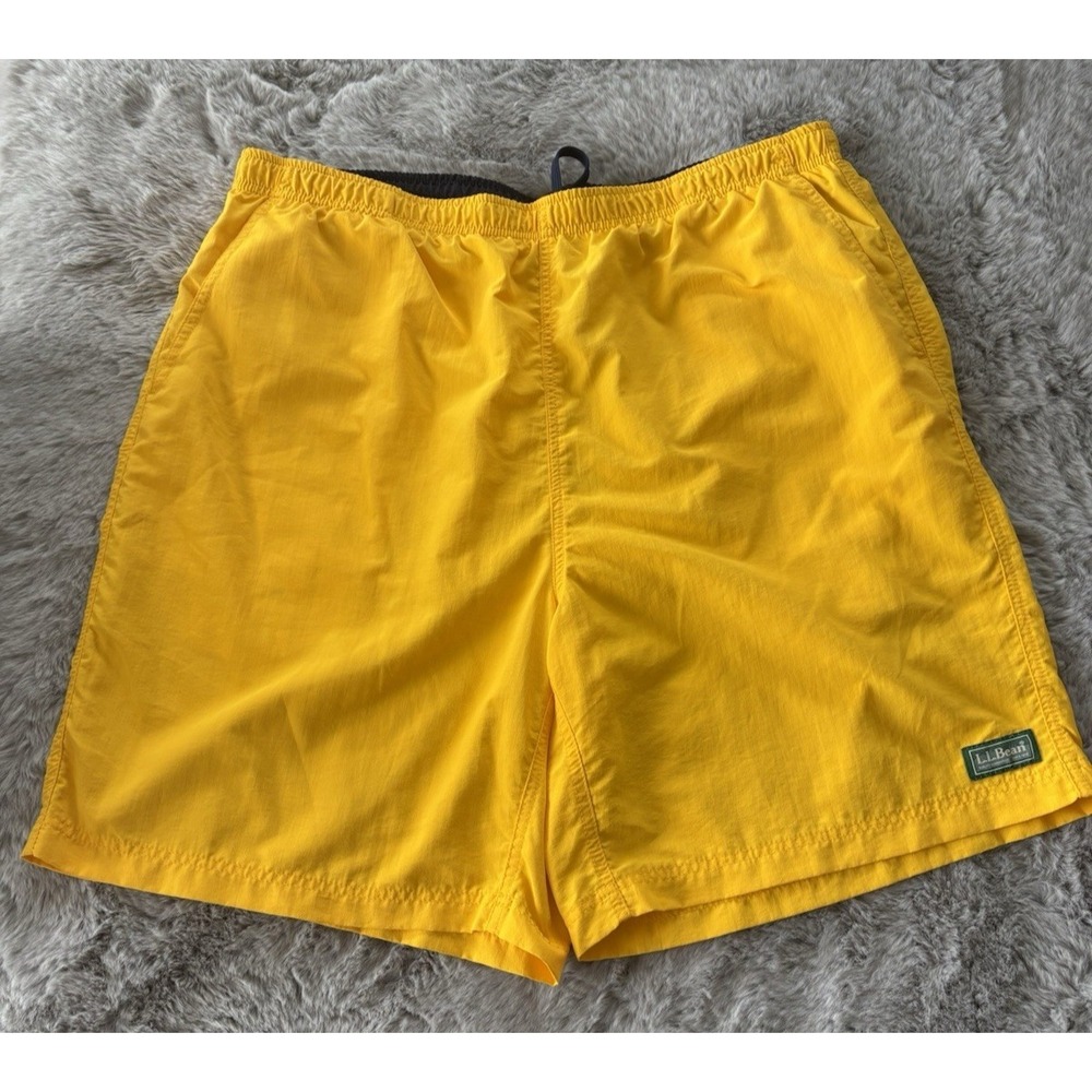 LL Bean bathing suit size XR 41 waist 34 lined yellow pockets